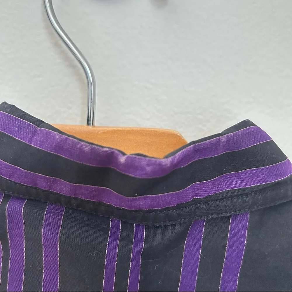 Gianni Versace Vintage Shirt Dress Purple Stripe XS Fit Made in Italy - Picture 8 of 10